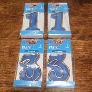 Party Time Blue and Gold Number Cake Candles
